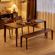 北美黑胡桃木餐桌实木长方形榫卯，家用饭桌设计师原木茶桌书桌一体