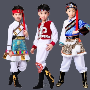儿童少数民族服装藏族舞蹈，服演出服蒙古袍，女童男童民族风筷子舞服