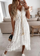 秋季欧美风格街头时尚气质性感蕾丝吊带大摆纯色长裙礼服