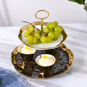 北欧陶瓷下午茶点心架欧式客厅创意双层蛋糕甜品台糖果干果水果盘