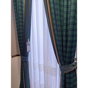 英伦美式客厅墨绿格子窗帘复古轻奢北欧风格纹简约现代文艺窗帘q.