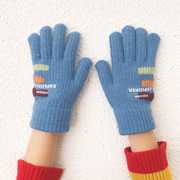 儿童手套男孩子冬天保暖小学生针织毛线手套秋冬女童单层五指韩版