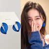 克莱因蓝螺旋耳夹无耳洞女小众，设计感耳环，轻奢高级感夸张耳饰