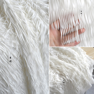 流苏羽毛立体花面料条纹白色刺绣蕾丝雪纺网纱服装造型设计师布料