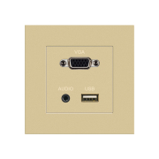 金色86型电脑投影仪电视vga视频，线插座带3.5音频usb数据传输接口