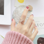 18k玫瑰金食指(金食指)戒指，女时尚个性不掉色轻奢小众指环精致钛钢饰品潮