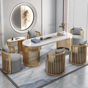 新中式茶桌椅组合大理石轻奢泡茶台现代简约办公室岩板功夫禅意桌