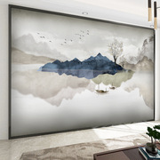 新中式山水画意境沙发电视背景墙布壁画客厅影视墙纸现代抽象壁布