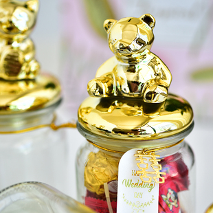 2022鎏金动物玻璃陶瓷喜糖盒创意糖果罐伴手礼盒结婚用品回礼满月