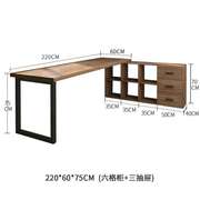 实木转角书桌书柜组合一体 家用拐角双人办公桌卧室l型角落电