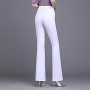 喇叭裤女大码西装裤2024春季气质垂感女裤白色遮肉微喇长裤子