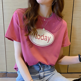 短袖t恤女ins潮，2024夏季韩版学生，字母印花上衣女装
