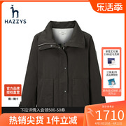 哈吉斯(哈吉斯)hazzys半高领a型短款夹克，风衣女士春秋季英伦外套