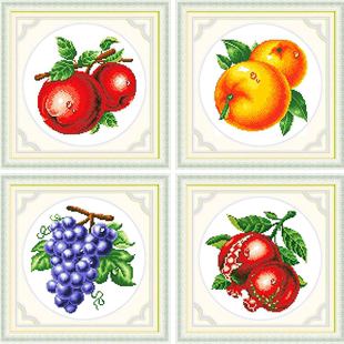 2024十字绣水果苹果葡萄橙子简单十字绣画餐厅，线绣自己绣