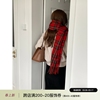 芝士商店~韩国新年红色格子围巾女冬季复古网红保暖针织围脖ins风