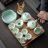 整套青瓷功夫茶具套装陶瓷家用盖碗茶壶茶杯小套办公会客泡茶神器