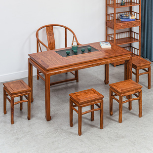 红木茶桌椅组合花梨木功夫茶台实木仿古新中式喝茶桌刺猬紫檀家具