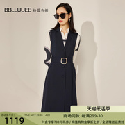 bblluuee粉蓝衣橱经典，风衣式西装外套，女2023秋装中长款马甲