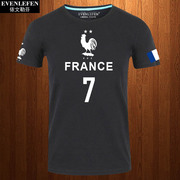 世界杯法国队服短袖T恤男女休闲足球姆巴佩球衣服格列兹曼半袖衫