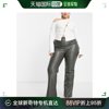 香港直邮潮奢 ASOS 女士Curve 设计喇叭型仿皮裤子(灰色)
