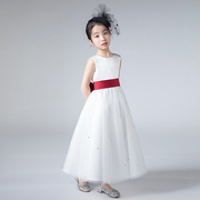 儿童婚纱裙白色公主裙女童，蓬蓬纱周岁生日，小花童礼服婚礼钢琴表演