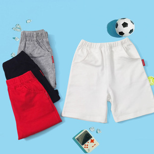 新年男童红色短裤白色儿童五分裤女大童裤子中裤小学生运动裤夏季