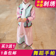 苏杭旅游纪念品有一个姑娘舞蹈，表演考级丝绸绣花手帕刺绣格格手绢