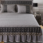 欧式夹棉蕾丝床裙单件，纯色加厚床罩床套床单花边三件套保护套1.8m