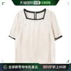 韩国直邮66girls134264 方形领泡泡袖女衫方形领口雪纺衫短袖衬