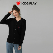 CDG PLAY羊毛圆领开衫针织外套韩系ins风潮穿搭双心毛衣针织衫女