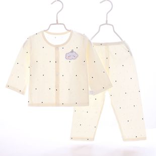 婴儿衣服夏季薄款男女宝宝3-6月1-2岁纯棉长袖，分体套装无骨空调服