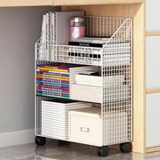 可移动书架儿童桌下书本收纳柜子带轮书包置物架家用落地简易书柜