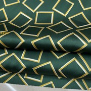 19姆米弹力真丝墨绿色，方块几何格子面料，数码喷绘裙子衬衫服装布料