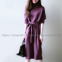 韩国紫罗兰紫色，针织羊毛毛衣，裙子