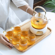 水果茶壶套装耐热玻璃花茶杯家用下午茶茶具蜡烛加热保温陶瓷底座