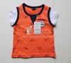 韩版幼小童套头衫2021夏装，圆领衫男女童，自行车图案橘色短袖t恤