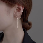 纯银流苏耳夹耳线一体式耳环女2023年潮高级感小众设计耳骨夹