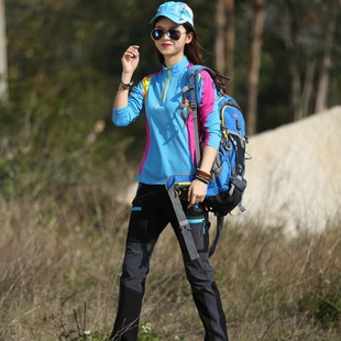 品牌户外登山服套装女长袖，速干衣爬山徒，步行山运动套装快干长裤秋