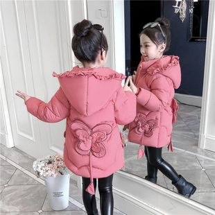 女童冬装棉衣2023韩版洋气外套，儿童羽绒棉服女孩中长宝宝棉袄