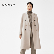 lancy朗姿2023冬季翻领毛呢外套女宽松羊毛，大衣法式羊绒上衣