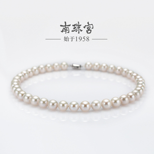 南珠宫福缘淡水珍珠项链，颈链女强光近圆妈妈，款锁骨链新春节礼物