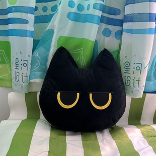 星河设计 KYLIN猫麒麟黑猫造型原创定制圆抱枕 可爱时尚