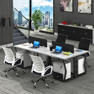 职员四人位办公桌简约现代公司办工作桌屏风双人电脑办工桌椅组合