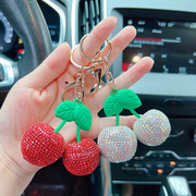 创意贴满钻水果樱桃钥匙扣个性，韩版品质汽车钥匙链水晶女款潮包挂