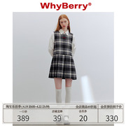 WhyBerry 24SS“时髦预科生”短款无袖连衣裙小个子背心裙制服女