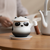 熊猫咖啡杯陶瓷马克杯办公室带盖泡茶杯茶水分离带过滤个人杯子