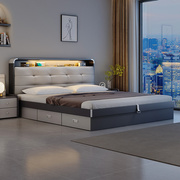 床现代简约高箱储物床主卧大床小户型双人床，气动榻榻米板式床