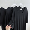 韩国版型设计简约百搭垂感纯色，宽松大码中长款短袖，t恤女夏莫代尔
