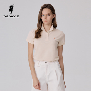 polowalk短袖polo衫女士2024夏季多巴胺穿搭休闲半袖甜美修身上衣