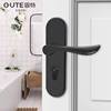 固特室内卧室家用门锁卫生间房间门把手黑色简约实木房门锁具套装